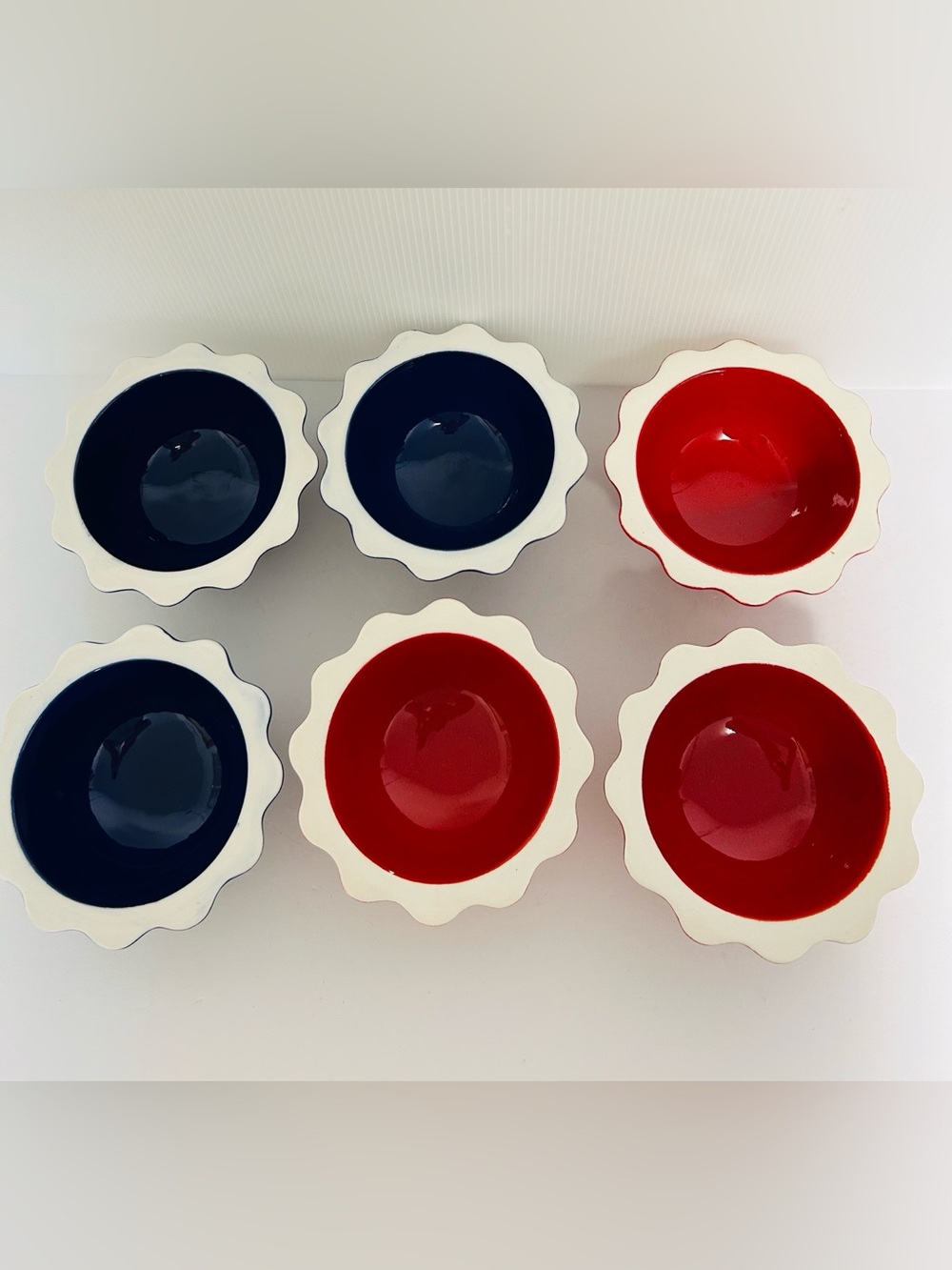 Crate & Barrel Made in Italy 90s 2000s Ceramiche Alfa Set of 6 Dessert Bowls